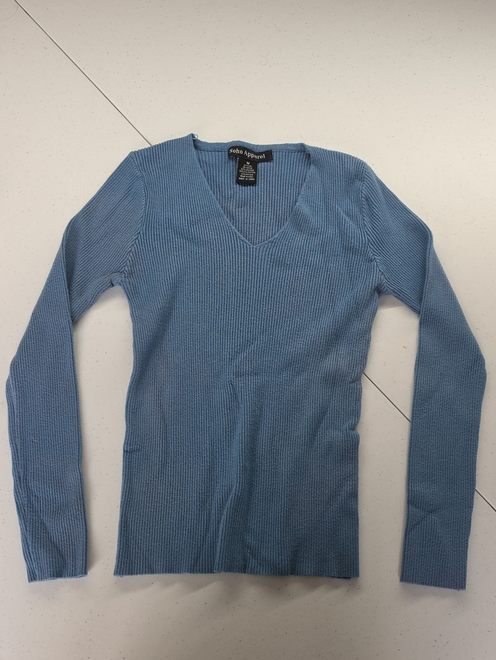 Long Sleeve V-neck Viscose Rib Sweater  Shirt #B21